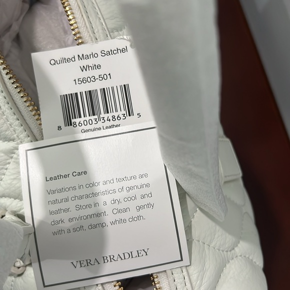 Vera Bradley Quilted Mario Satchel White Genuine Leather - Picture 12 of 14